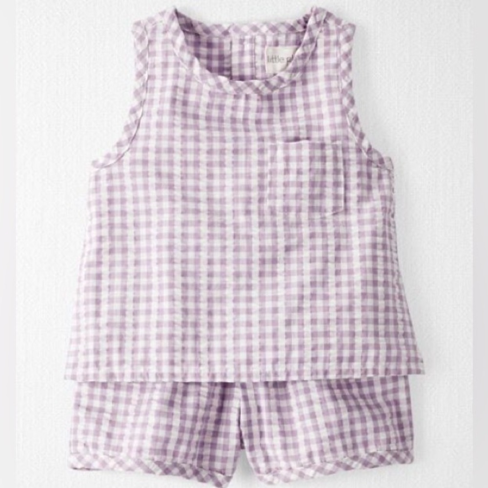 NWT Little Planet Checkered Outfit Baby Girl 24M